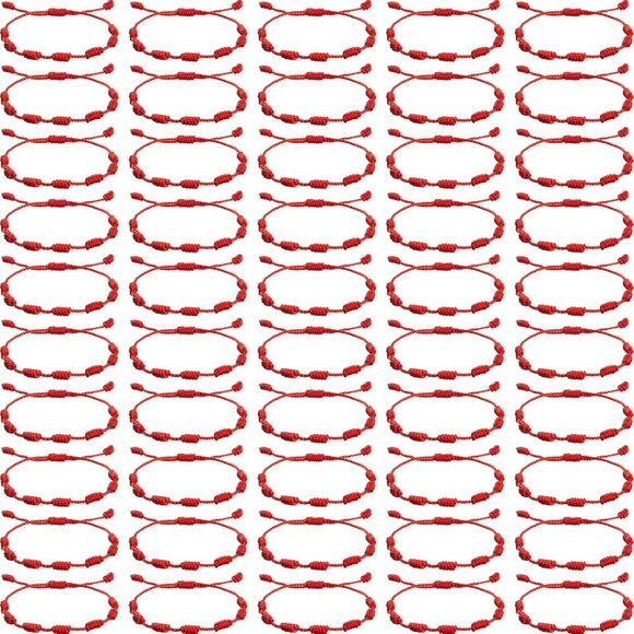 Red String Bracelets 50 Pcs Braided Adjustable Kabbalah Protection Amulet for Wo - Picture 1 of 7